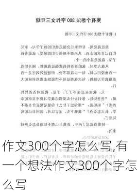 作文300个字怎么写,有一个想法作文300个字怎么写